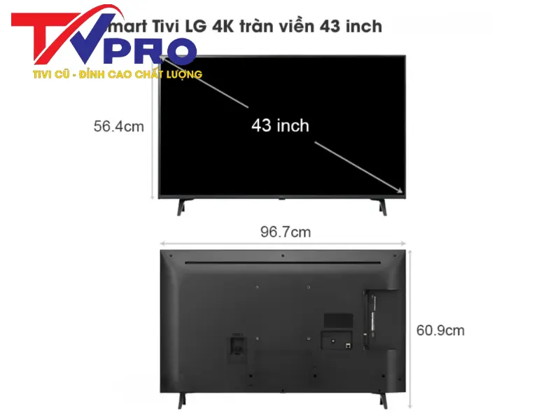 Kích thước 43 inch của tivi LG 43 inch cũ