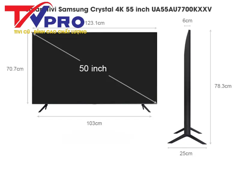 Kích thước màn hình khi mua tivi Samsung 55 inch cũ